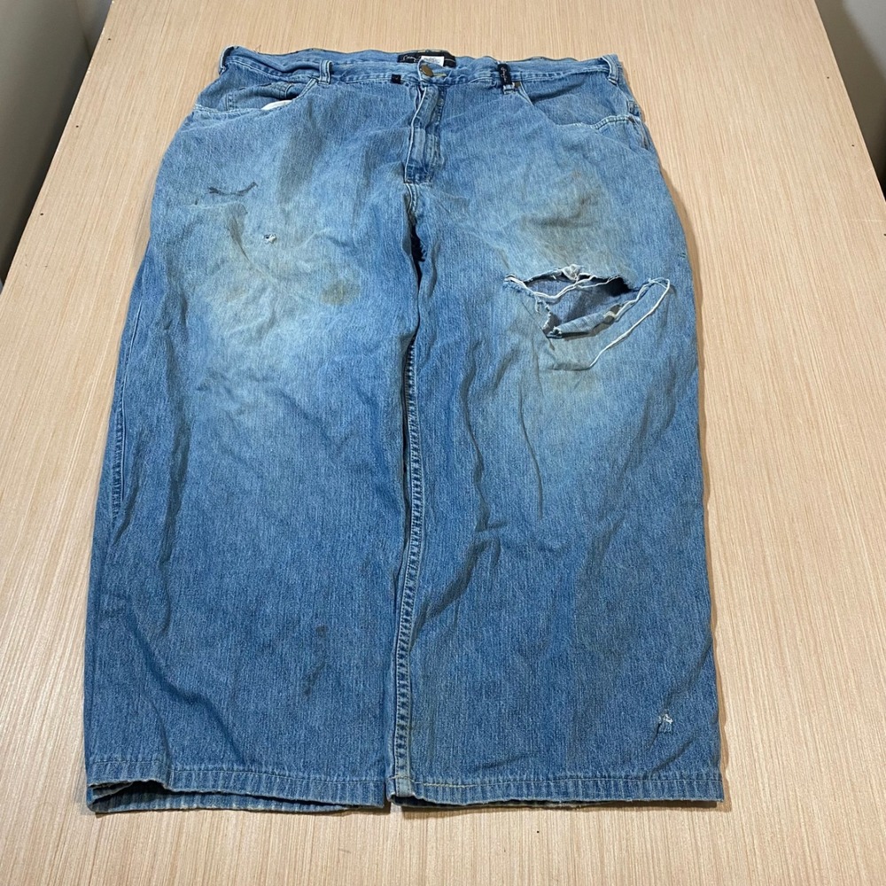 Sean John Vintage Baggy Distressed Jeans Mens 42 Light Wash Blue Y2K Hip Hop